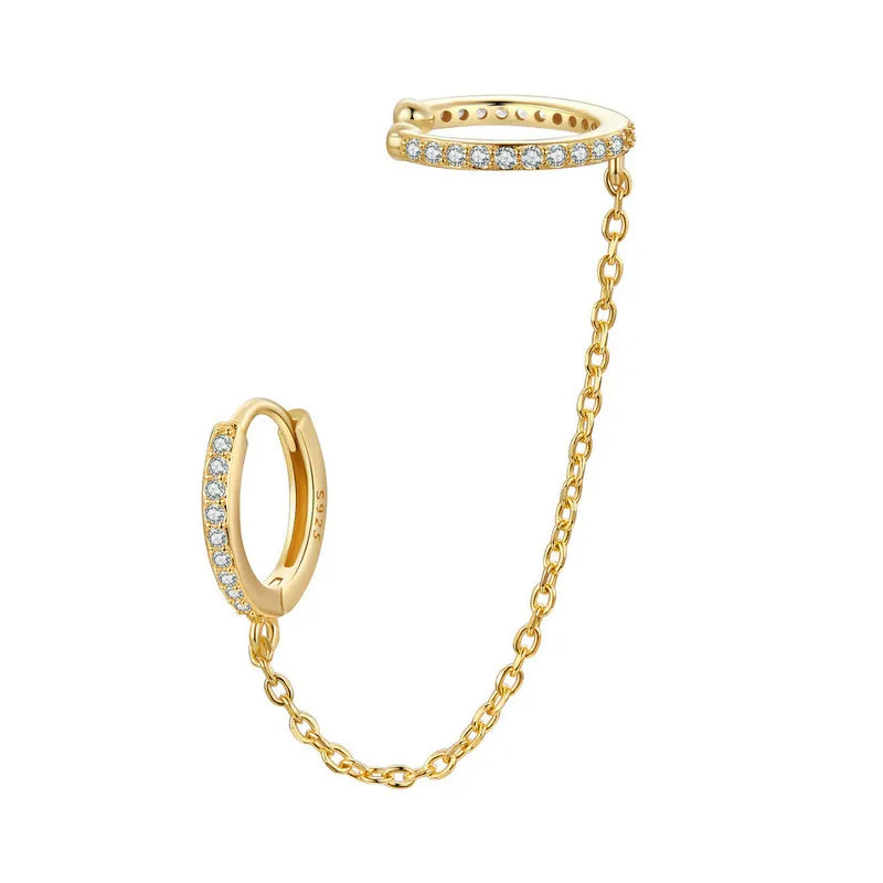 Double Circle Hoop Earrings Long Chain Earrings