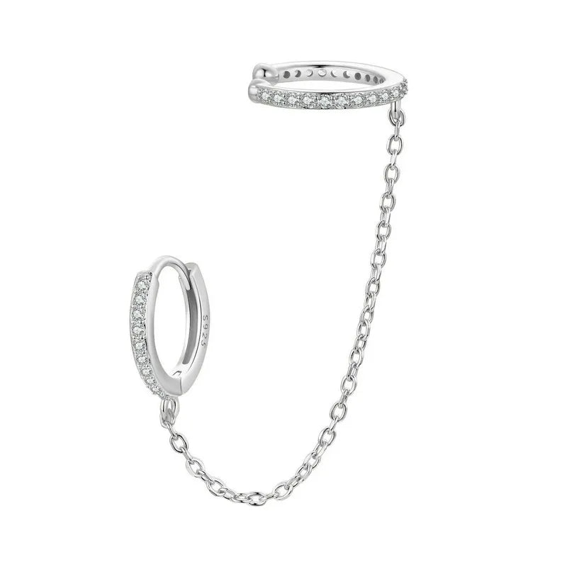 Double Circle Hoop Earrings Long Chain Earrings