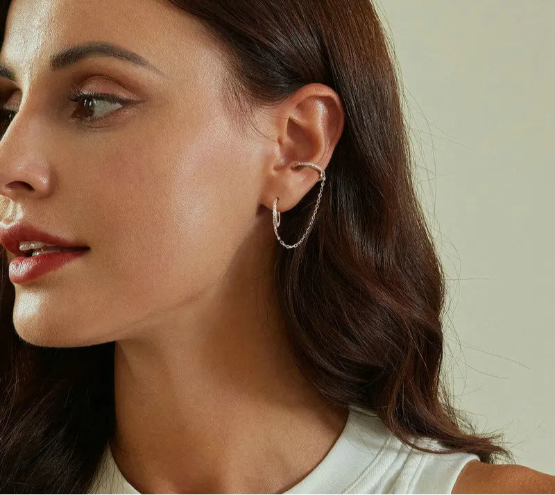 Double Circle Hoop Earrings Long Chain Earrings