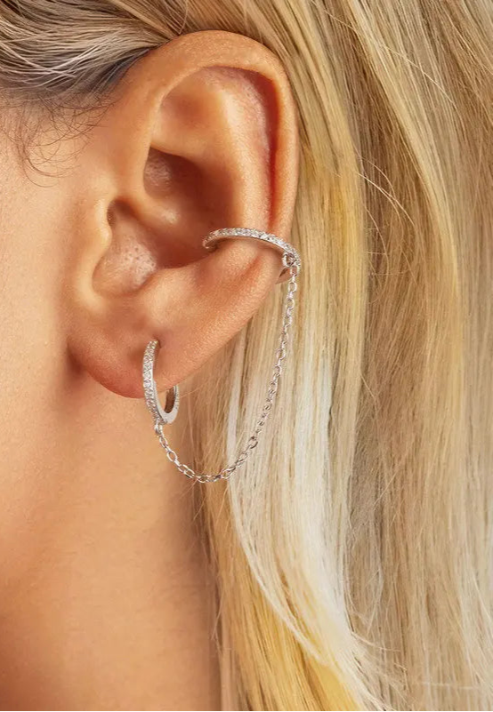Double Circle Hoop Earrings Long Chain Earrings