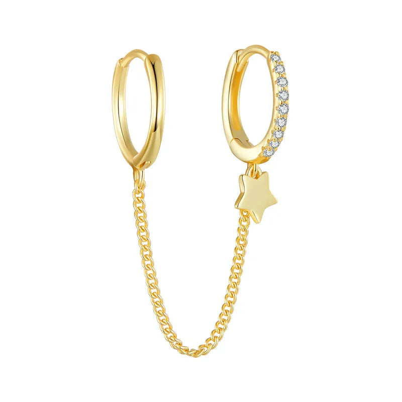 Double Circle Hoop Earrings Long Chain Earrings