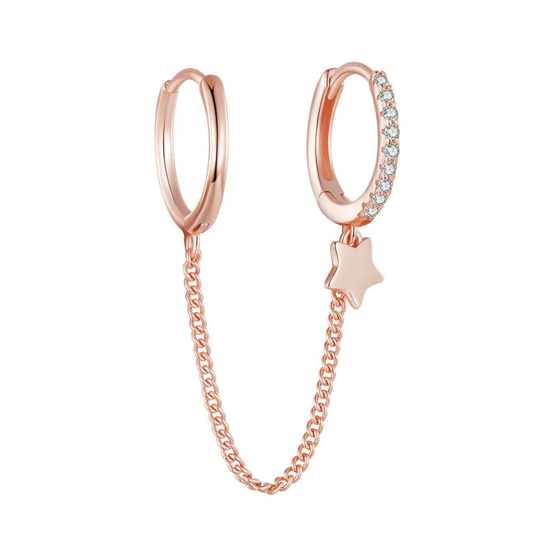 Double Circle Hoop Earrings Long Chain Earrings